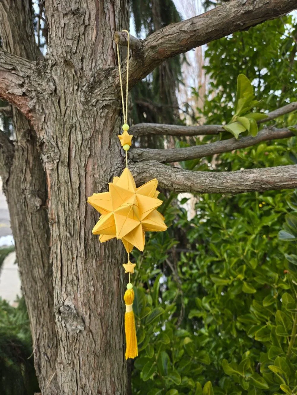 Handmade Kusudama Ornament | Yellow Star Tassel